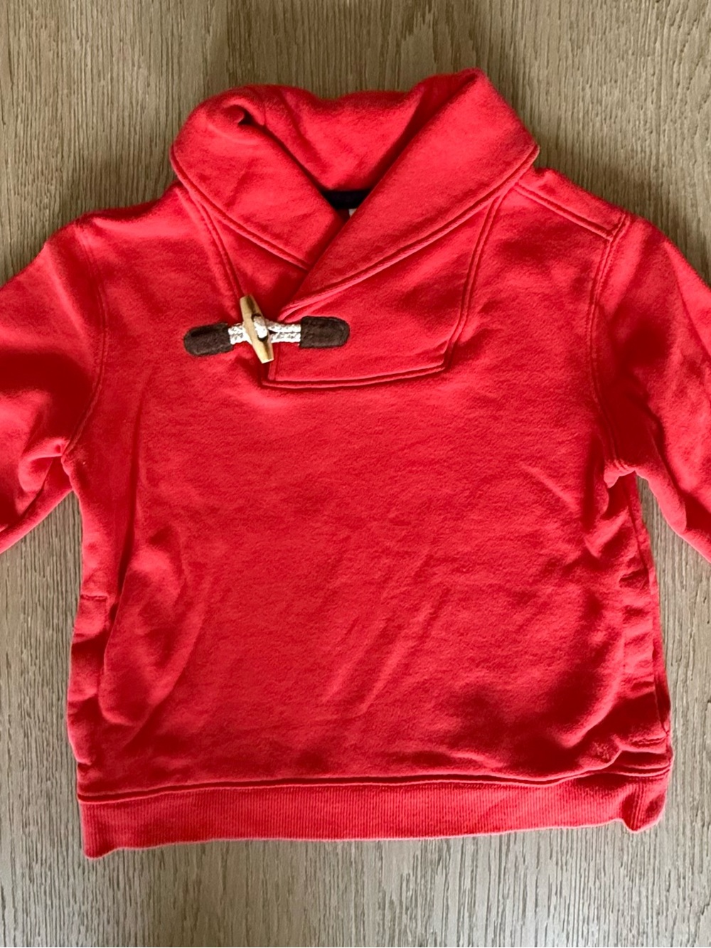 Janie and Jack Boys Bright Red Shawl-Collar Toggle Sweatshirt Elbow Patches Sz 2